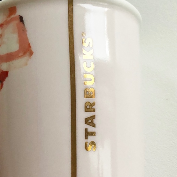 2015 Starbucks Floral Red Flowers Ceramic Travel Cup Tumbler 10oz Dot Collection - Picture 6 of 12